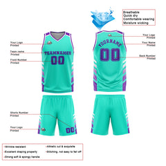 Custom Cyan Purple Basketball Jersey Uniform Suit Printed Your Logo Name Number