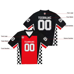 Custom Football Jersey Shirt Personalized Stitched Printed Team Name Number Red & Black & White
