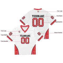 Custom Football Jersey Shirt Personalized Stitched Printed Team Name Number White&Red
