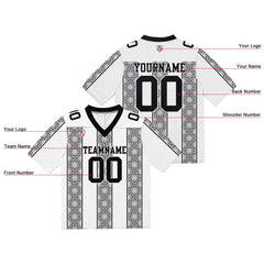 Custom Football Jersey Shirt Personalized Stitched Printed Team Name Number White&Black