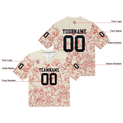 Custom Football Jersey Shirt Personalized Stitched Printed Team Name Number Cream&Red