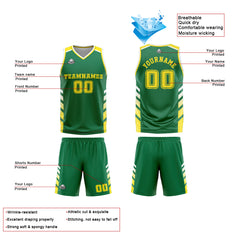 Custom Green Yellow Basketball Jersey Uniform Suit Printed Your Logo Name Number