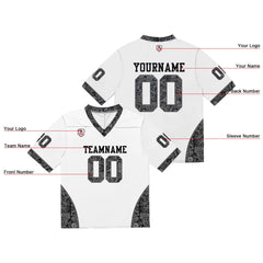 Custom Football Jersey Shirt Personalized Stitched Printed Team Name Number White&Black
