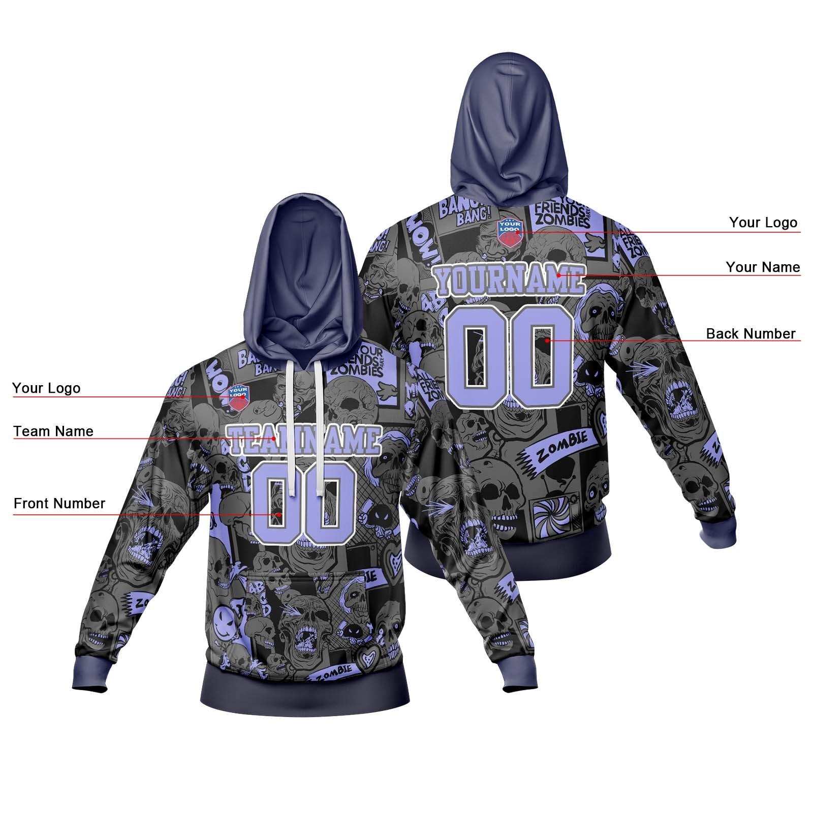 Custom Gradient Hoodie For Man Woman Girl Boy Print Your Logo Name Number