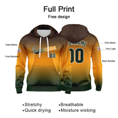 Custom Gradient Sweatshirt Hoodie For Man Woman Girl Boy Print Your Logo Name Number Orange Green