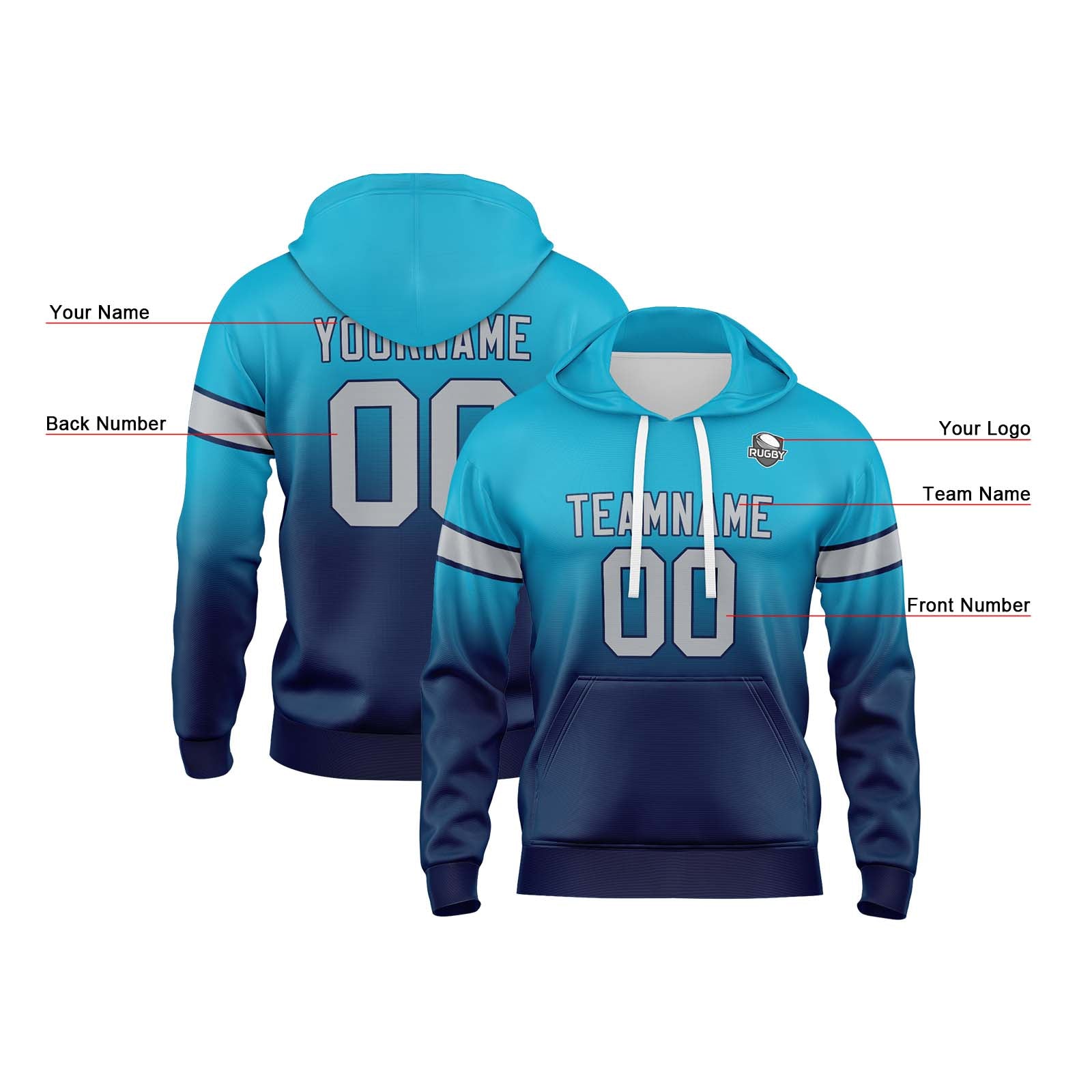 Custom Gradient Sweatshirt Hoodie For Man Woman Girl Boy Print Your Logo Name Number