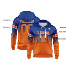 Custom Gradient Hoodie For Man Woman Girl Boy Print Your Logo Name Number Royal&Orange