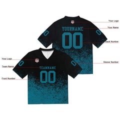 Custom Football Jersey Shirt Personalized Stitched Printed Team Name Number Black & Midnight Green
