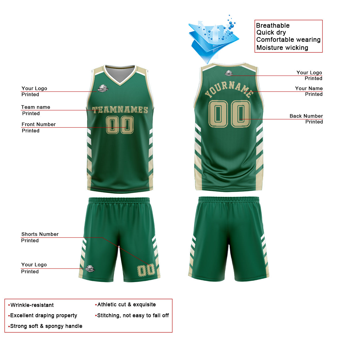 Custom Green Yellow Basketball Jersey Uniform Suit Printed Your Logo Name Number
