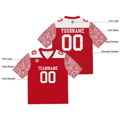 Custom Football Jersey Shirt Personalized Stitched Printed Team Name Number Red&White
