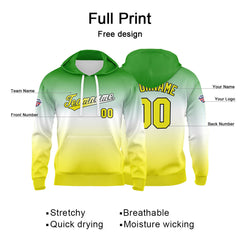 Custom Gradient Sweatshirt Hoodie For Man Woman Girl Boy Print Your Logo Name Number Green White