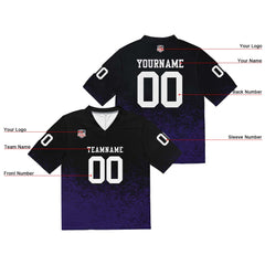 Custom Football Jersey Shirt Personalized Stitched Printed Team Name Number Black & Purple