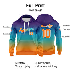 Custom Gradient Sweatshirt Hoodie For Man Woman Girl Boy Print Your Logo Name Number Pale Blue Orange