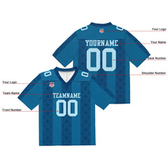 Custom Football Jersey Shirt Personalized Stitched Printed Team Name Number Navy