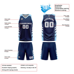 Custom Navy White Basketball Jersey Uniform Suit Printed Your Logo Name Number