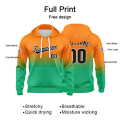 Custom Gradient Sweatshirt Hoodie For Man Woman Girl Boy Print Your Logo Name Number Orange Green