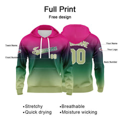 Custom Gradient Sweatshirt Hoodie For Man Woman Girl Boy Print Your Logo Name Number  Purple Green