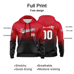 Custom Gradient Sweatshirt Hoodie For Man Woman Girl Boy Print Your Logo Name Number Red Black White