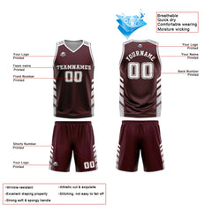 Custom Brown Grey Basketball Jersey Uniform Suit Printed Your Logo Name Number