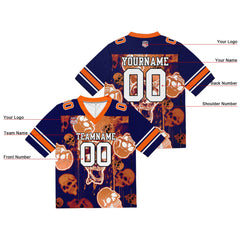 Custom Football Jersey Shirt Personalized Stitched Printed Team Name Number Graffiti skull-Orange