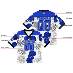 Custom Football Jersey Shirt Personalized Stitched Printed Team Name Number White&Royal
