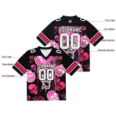 Custom Football Jersey Shirt Personalized Stitched Printed Team Name Number Graffiti skull-Pink