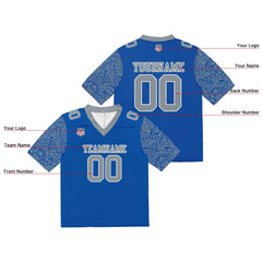 Custom Football Jersey Shirt Personalized Stitched Printed Team Name Number Blue