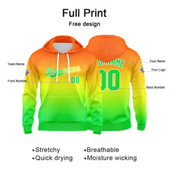Custom Gradient Sweatshirt Hoodie For Man Woman Girl Boy Print Your Logo Name Number Orange Yellow Green