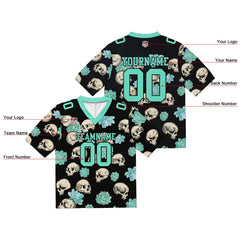 Custom Football Jersey Shirt Personalized Stitched Printed Team Name Number Skull-Light Green