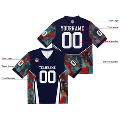 Custom Football Jersey Shirt Personalized Stitched Printed Team Name Number Navy & Red