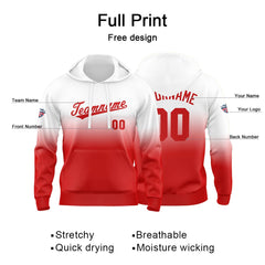 Custom Gradient Sweatshirt Hoodie For Man Woman Girl Boy Print Your Logo Name Number Red