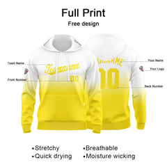 Custom Gradient Sweatshirt Hoodie For Man Woman Girl Boy Print Your Logo Name Number Yellow