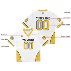 Custom Football Jersey Shirt Personalized Stitched Printed Team Name Number White&Yellow