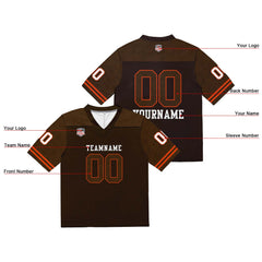 Custom Football Jersey Shirt Personalized Stitched Printed Team Name Number Brown & Orange