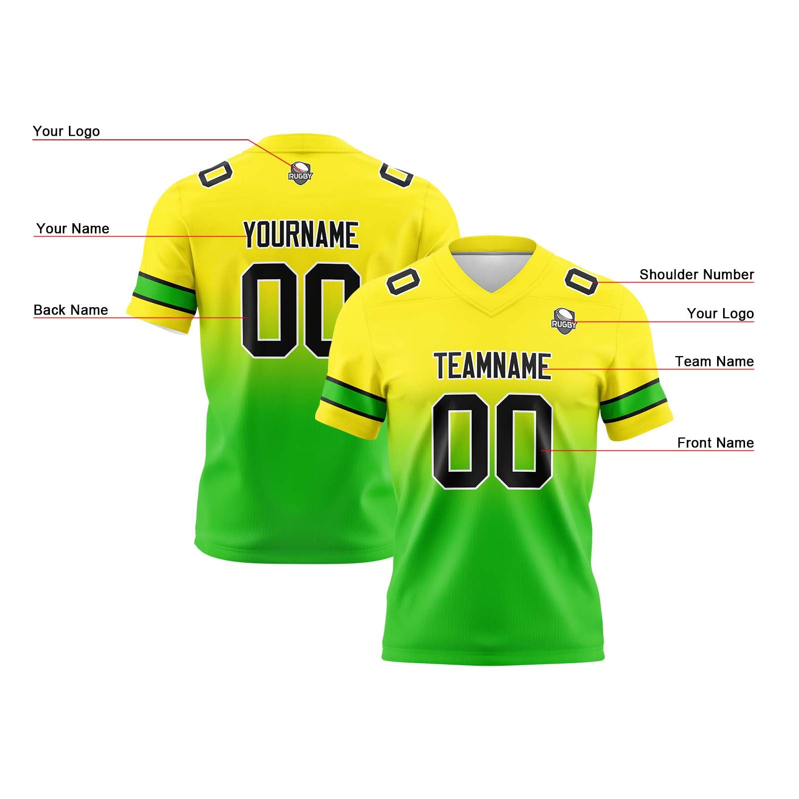 Custom Gradient Football Jerseys Personalized Name Number Logo for Adults Kids & Teams