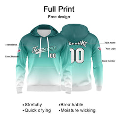 Custom Gradient Sweatshirt Hoodie For Man Woman Girl Boy Print Your Logo Name Number White Green