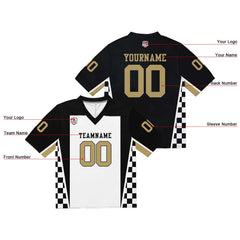 Custom Football Jersey Shirt Personalized Stitched Printed Team Name Number Black & White