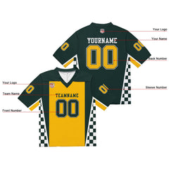 Custom Football Jersey Shirt Personalized Stitched Printed Team Name Number Green & Yellow