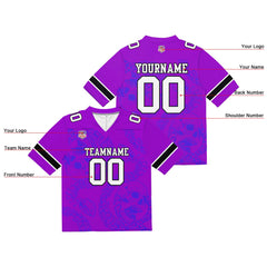 Custom Football Jersey Shirt Personalized Stitched Printed Team Name Number Bones-Bright Purple