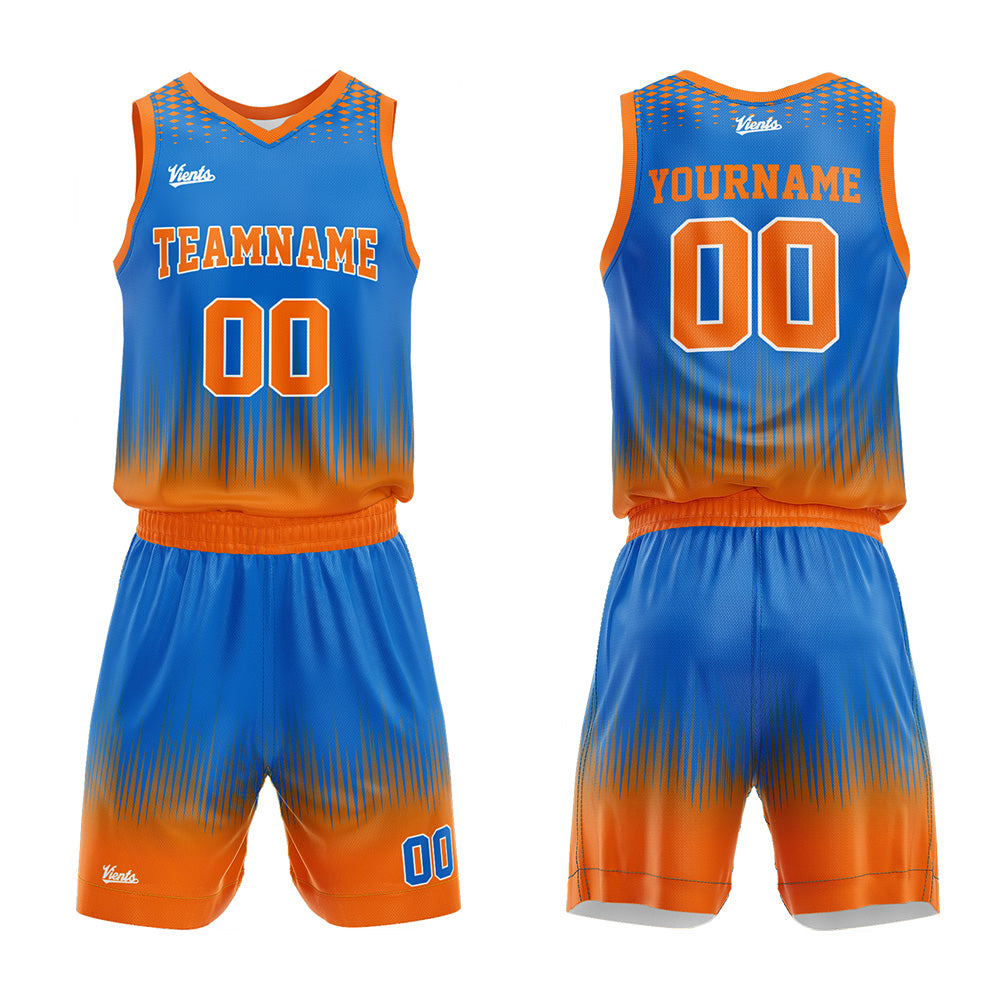 Custom Blue Orange Basketball Jersey Uniform Suit Printed Your Logo Name Number