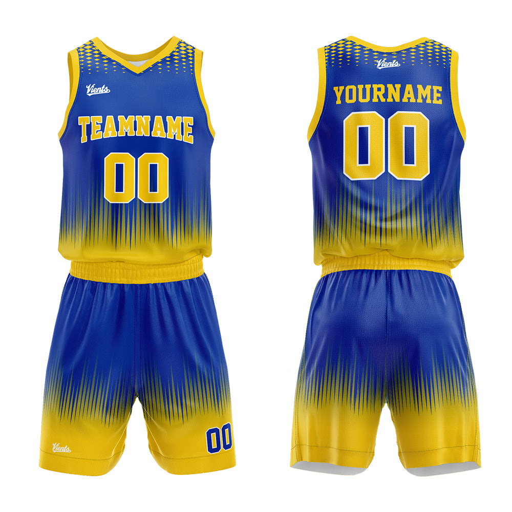 Custom Royal Yellow Basketball Jersey Uniform Suit Printed Your Logo Name Number