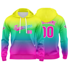 Custom Gradient Sweatshirt Hoodie For Man Woman Girl Boy Print Your Logo Name Number Yellow Green