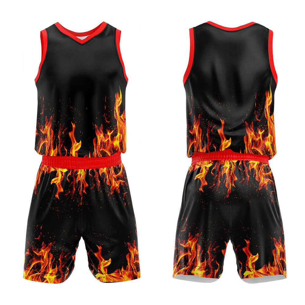 Custom Flame Basketball Jersey Uniform Suit Printed Your Logo Name Number