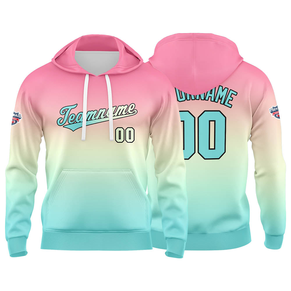 Custom Gradient Sweatshirt Hoodie For Man Woman Girl Boy Print Your Logo Name Number  Powder Light Blue