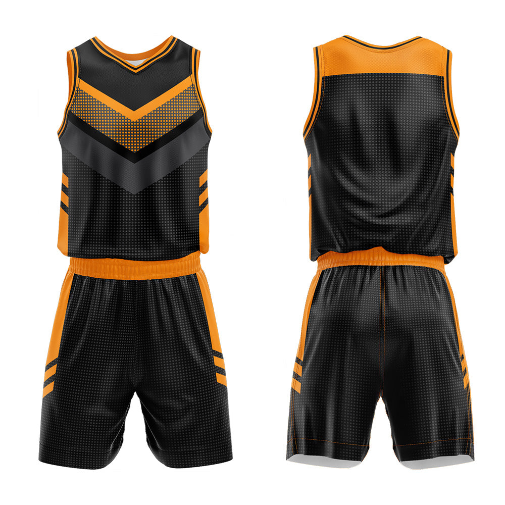 Custom Black Orange Basketball Jersey Uniform Suit Printed Your Logo Name Number