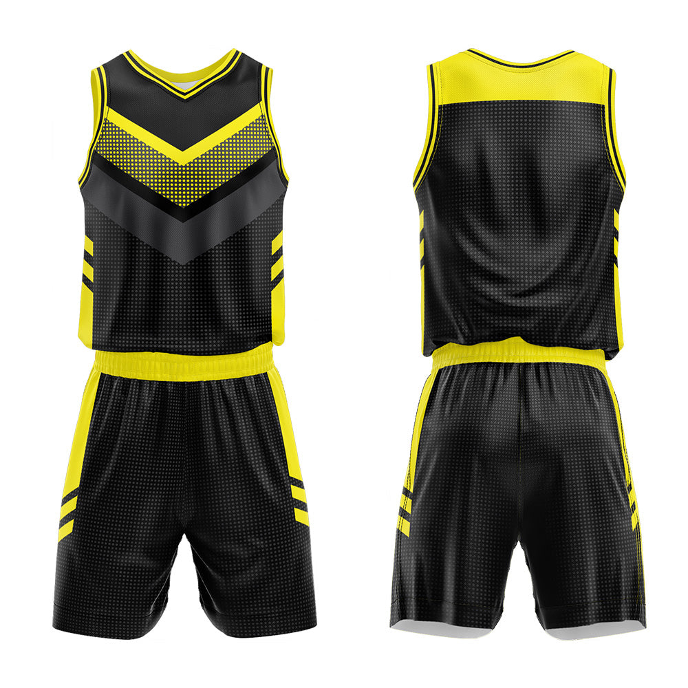 Custom Black Yellow Basketball Jersey Uniform Suit Printed Your Logo Name Number