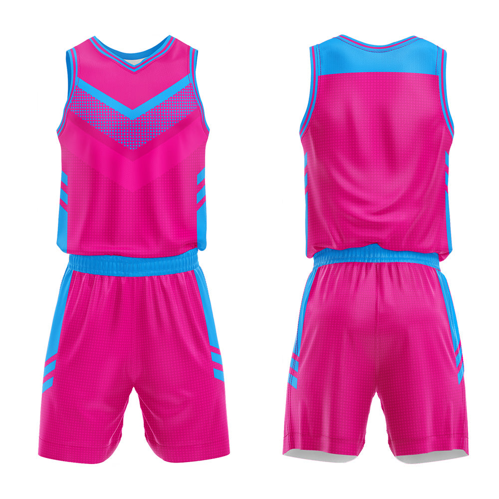 Custom Hot Pink Blue Basketball Jersey Uniform Suit Printed Your Logo Name Number