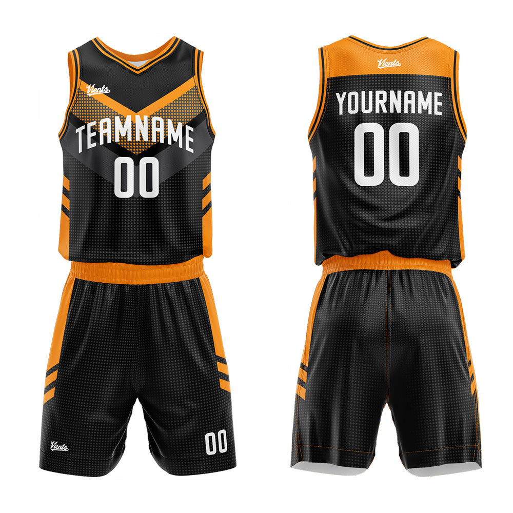 Custom Black Orange Basketball Jersey Uniform Suit Printed Your Logo Name Number
