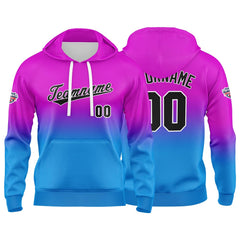 Custom Gradient Sweatshirt Hoodie For Man Woman Girl Boy Print Your Logo Name Number Pink Purple Blue