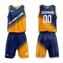 Custom Navy Yellow Basketball Jersey Uniform Suit Printed Your Logo Name Number